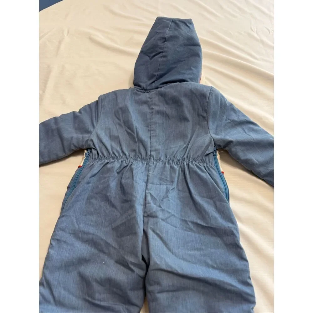 Quiltex Vintage Kids Train Embroidered Snowsuit Size 12 Months